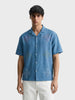 Men's Blue Relaxed Fit Printed Resort Shirt