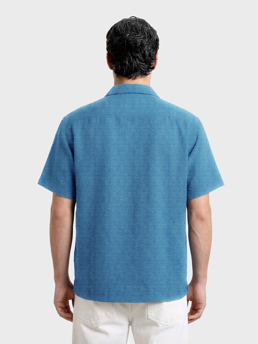 Men's Blue Relaxed Fit Printed Resort Shirt