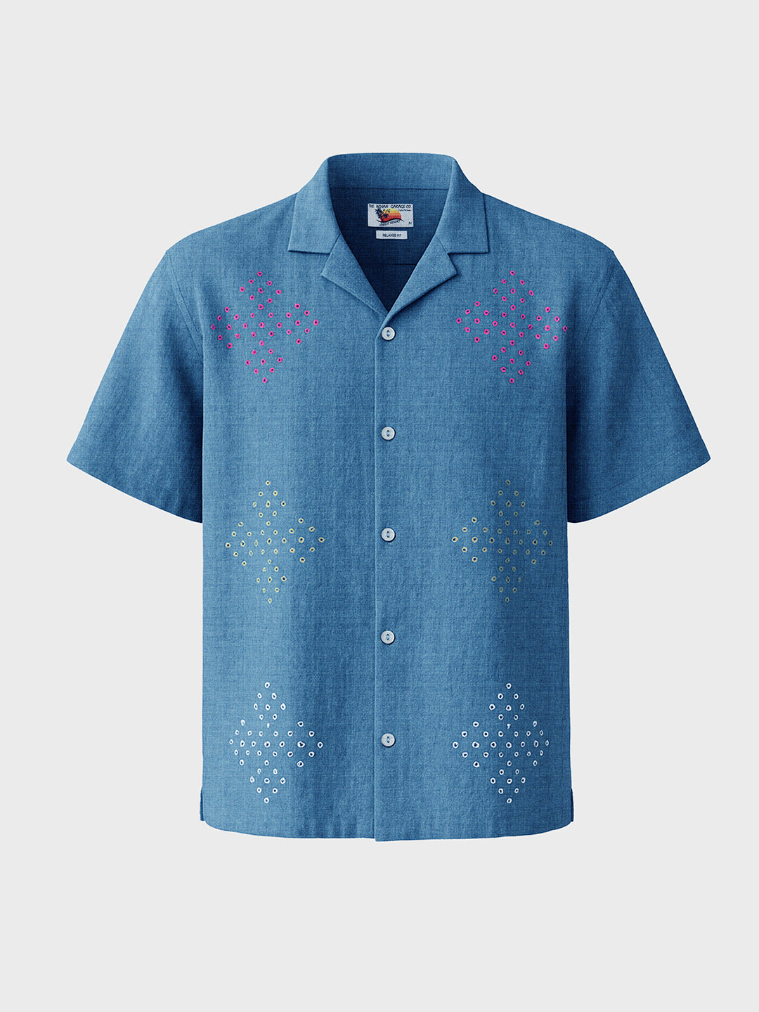 Men's Blue Relaxed Fit Printed Resort Shirt