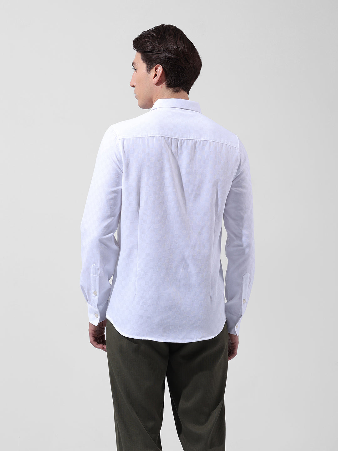 Men's White Slim Fit Textured Party Wear Shirt