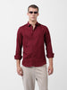 Men's Maroon Slim Fit Textured Party Wear Shirt