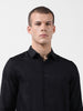Men's Black Slim Fit Textured Party Wear Shirt