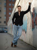 Men's Black Slim Fit Textured Party Wear Shirt