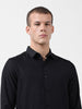 Men's Black Slim Fit Textured Party Wear Shirt