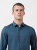 Men's Blue Slim Fit Textured Party Wear Shirt