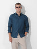 Men's Blue Slim Fit Textured Party Wear Shirt