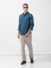 Men's Blue Slim Fit Textured Party Wear Shirt