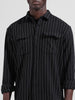 Men's Black Relaxed Fit Striped Casual Shirt