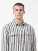 Men's Black Relaxed Fit Striped Casual Shirt