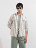 Men's Green Relaxed Fit Striped Casual Shirt
