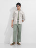 Men's Green Relaxed Fit Striped Casual Shirt