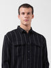 Men's Black Relaxed Fit Striped Casual Shirt