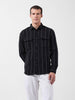 Men's Black Relaxed Fit Striped Casual Shirt