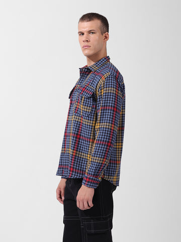 Men's Blue Relaxed Fit Striped Casual Shirt