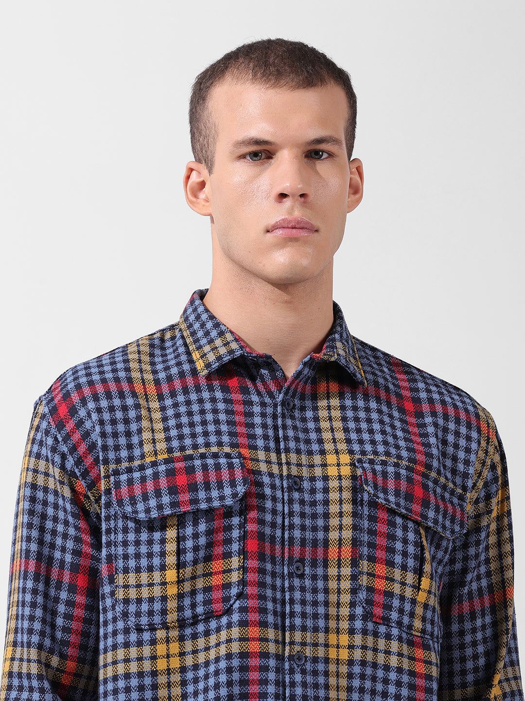 Men's Blue Relaxed Fit Striped Casual Shirt