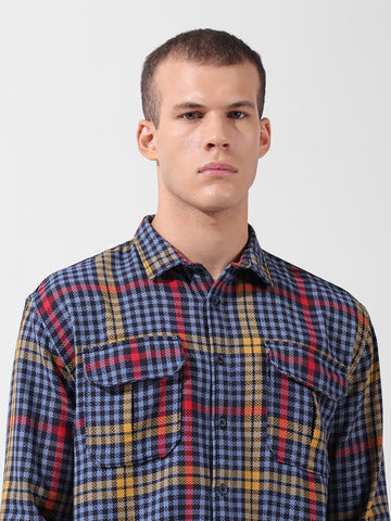 Men's Blue Relaxed Fit Striped Casual Shirt