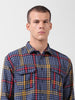 Men's Blue Relaxed Fit Striped Casual Shirt