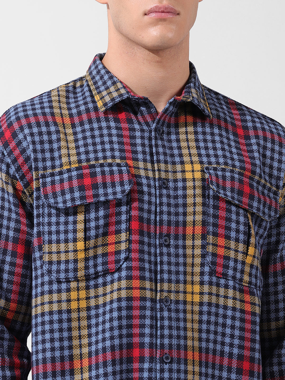 Men's Blue Relaxed Fit Striped Casual Shirt