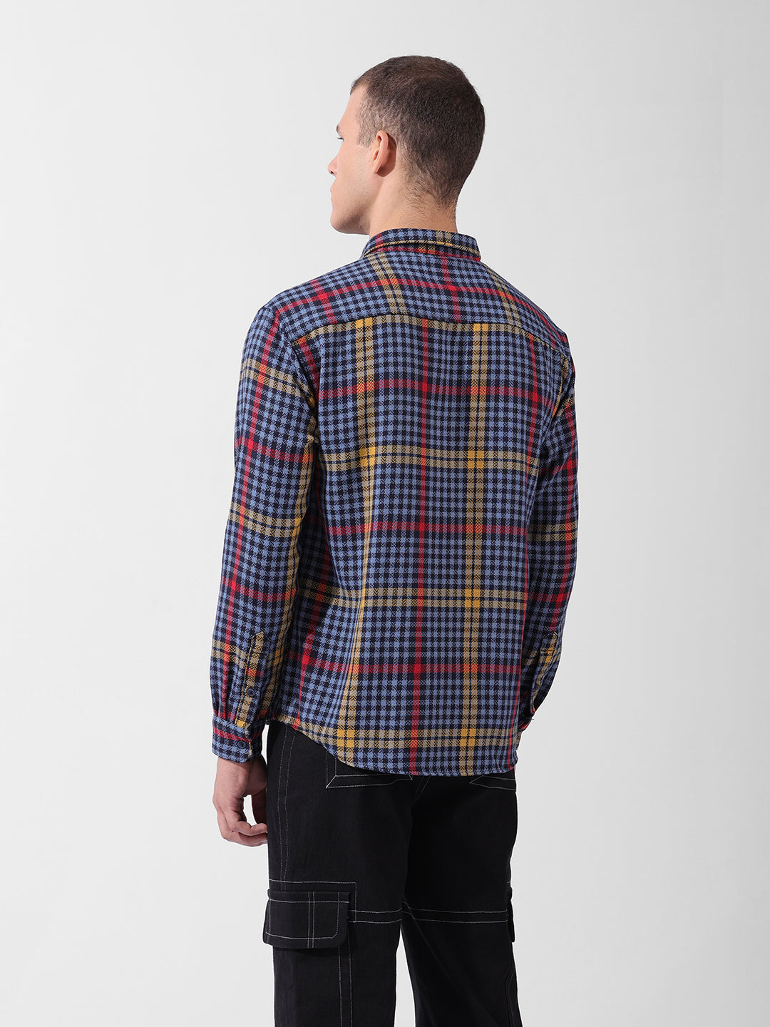 Men's Blue Relaxed Fit Striped Casual Shirt