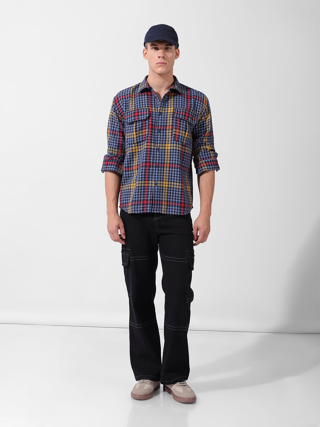 Men's Blue Relaxed Fit Striped Casual Shirt