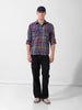 Men's Blue Relaxed Fit Striped Casual Shirt