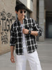 Men's Black Relaxed Fit Utility Striped Shirt