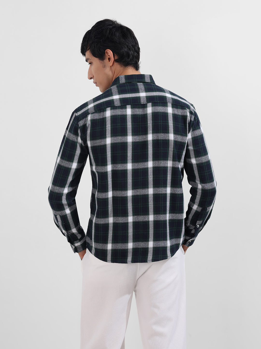 Men's Blue Relaxed Fit Vertical Stripes Utility Shirt