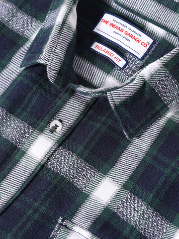 Men's Blue Relaxed Fit Vertical Stripes Utility Shirt