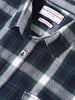Men's Blue Relaxed Fit Vertical Stripes Utility Shirt