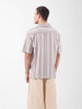 Men's Beige Relaxed Fit Striped Resort Wear Shirt