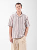 Men's Beige Relaxed Fit Striped Resort Wear Shirt