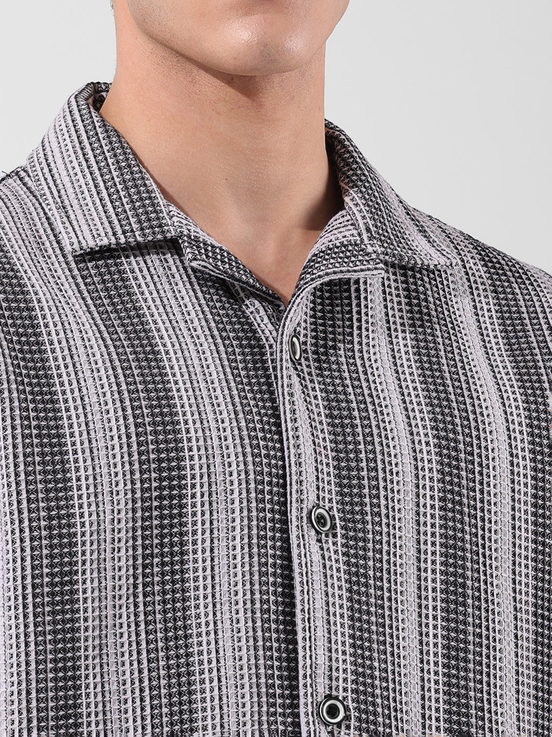 Men's Grey Relaxed Fit Checked Resort Wear Shirt