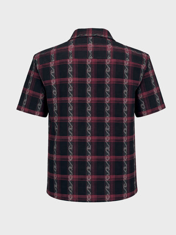 Men's Black Relaxed Fit Striped Resort Wear Shirt