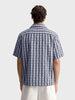 Men's Navy Blue Relaxed Fit Striped Resort Wear Shirt