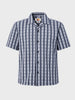 Men's Navy Blue Relaxed Fit Striped Resort Wear Shirt