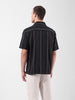 Men's Black Relaxed Fit Striped Resort Wear Shirt