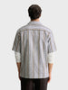 Men's Grey Relaxed Fit Striped Resort Wear Shirt