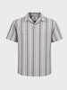 Men's Grey Relaxed Fit Striped Resort Wear Shirt