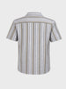 Men's Grey Relaxed Fit Striped Resort Wear Shirt