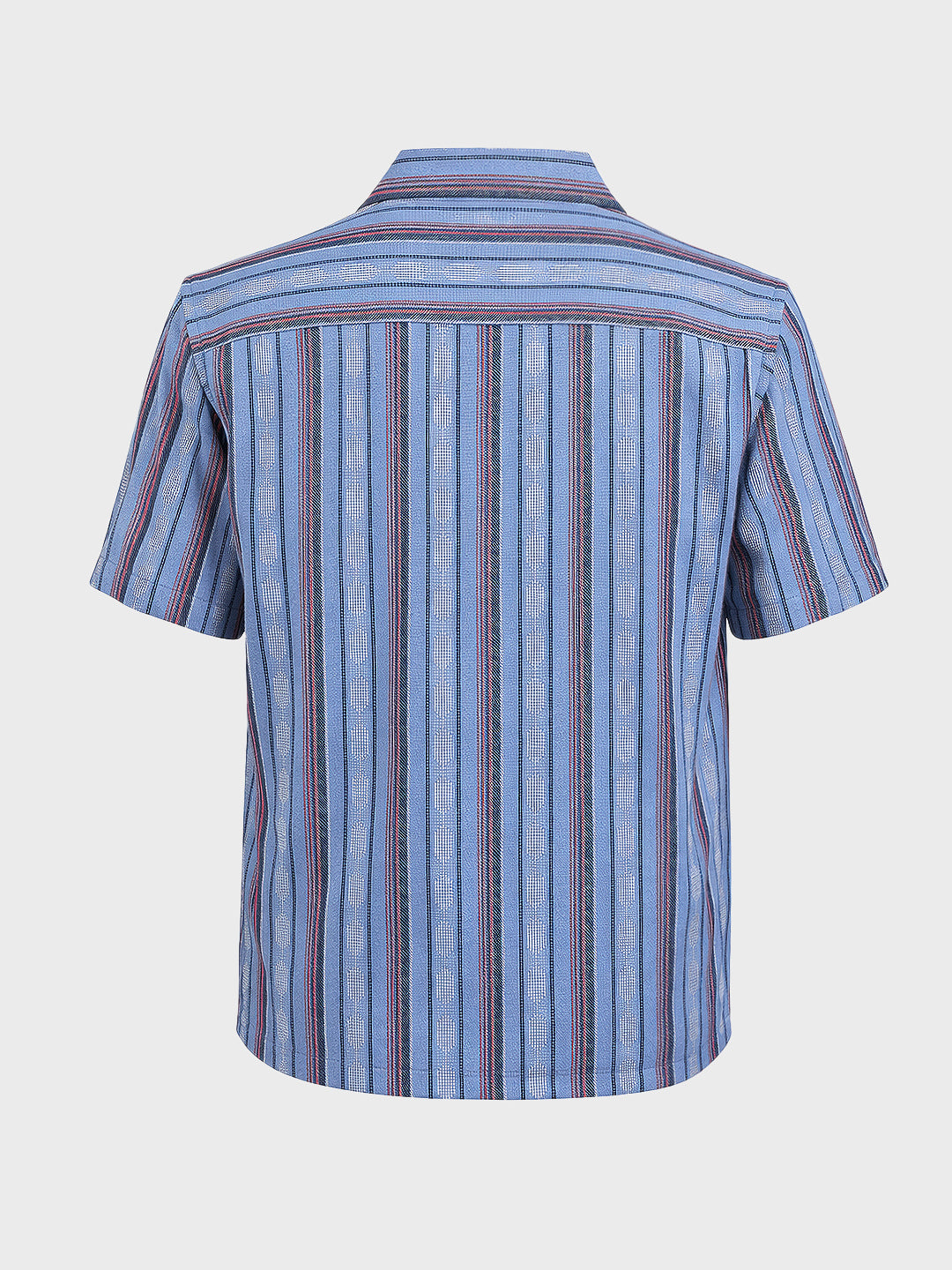 Men's Blue Relaxed Fit Striped Resort Wear Shirt