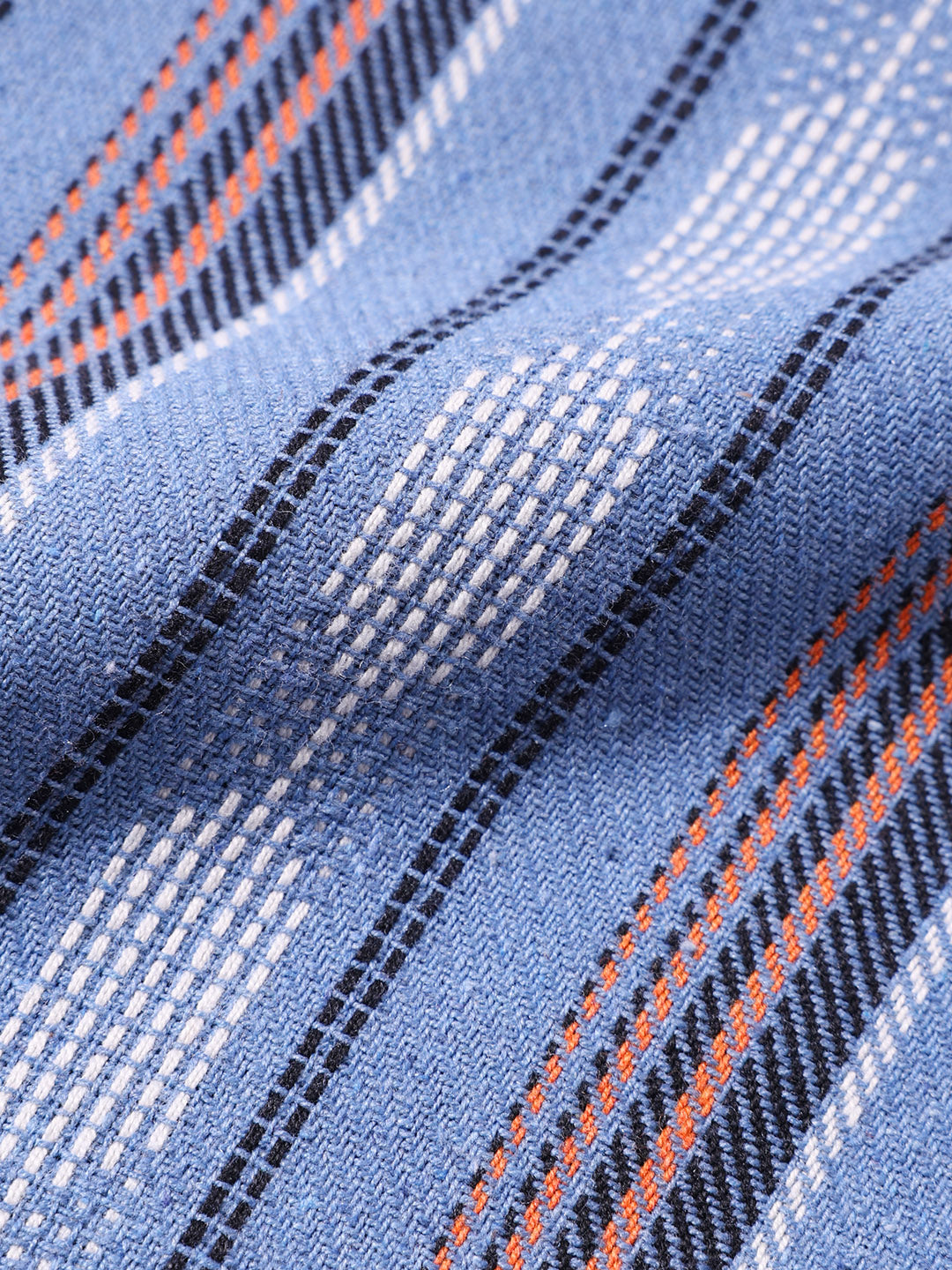 Men's Blue Relaxed Fit Striped Resort Wear Shirt