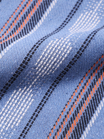 Men's Blue Relaxed Fit Striped Resort Wear Shirt