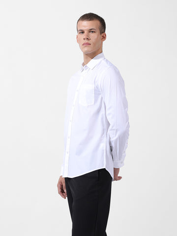 Men's White Regular Fit Solid Casual Shirt