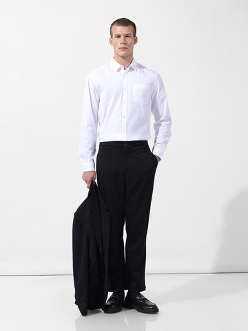 Men's White Regular Fit Solid Casual Shirt
