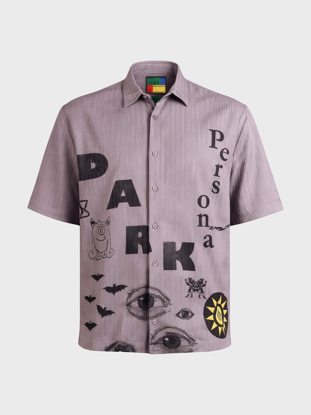 Men's Grey Boxy Fit Graphic Printed Casual Shirt