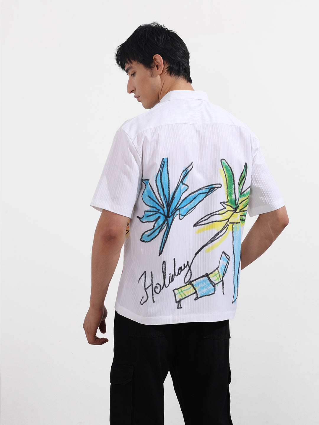 Men's White Boxy Fit Kidult Street Shirt