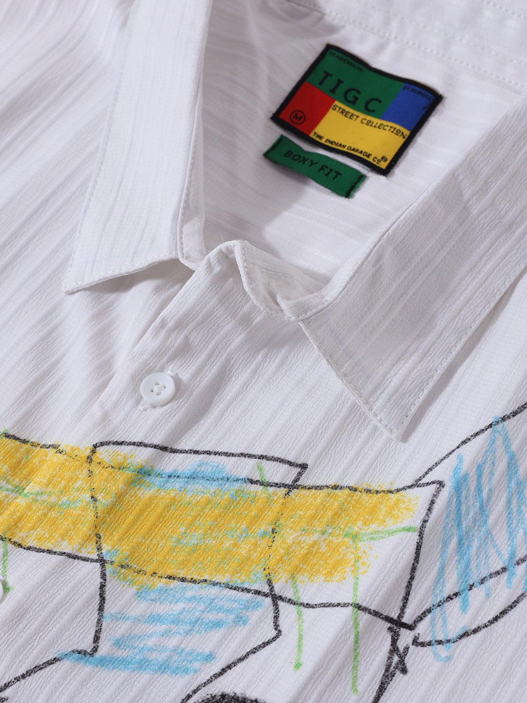 Men's White Boxy Fit Kidult Street Shirt