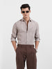 Men's Grey Slim Fit Textured Party Wear Shirt