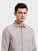Men's Grey Slim Fit Textured Party Wear Shirt