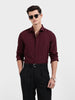 Men's Burgundy Slim Fit Textured Party Wear Shirt